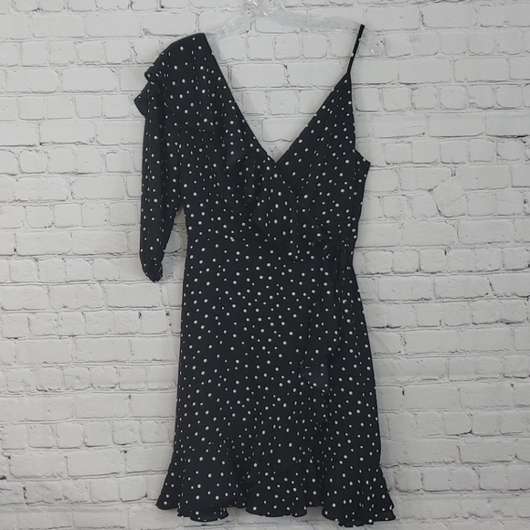 Jack by BB Dakota One Shoulder Polka Dot Dress Black/White Size S - Picture 4 of 8